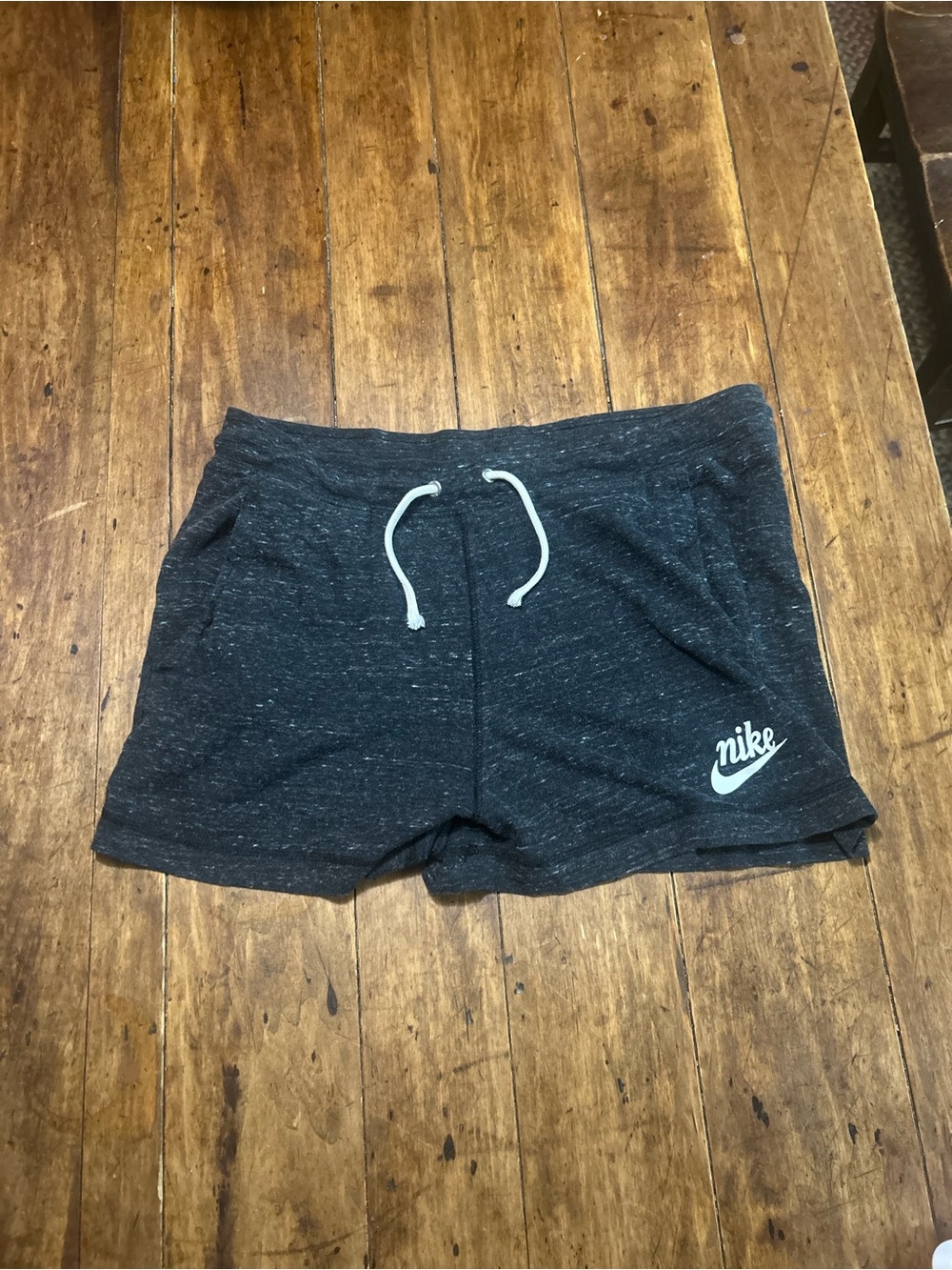 Nike Women's Charcoal Heather Athletic Lounge Shorts with White Logo